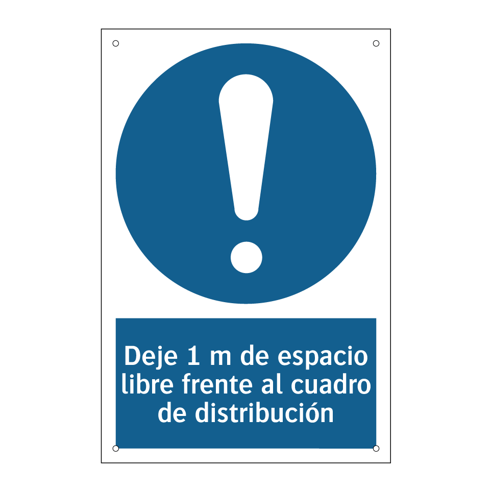 Deje 1 m de espacio libre frente al cuadro de distribución