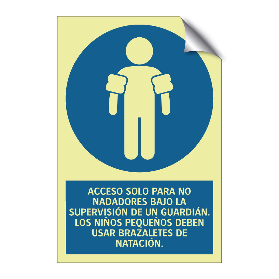 ACCESO SOLO PARA NO NADADORES BAJO LA SUPERVISIÓN DE UN GUARDIÁN. LOS NIÑOS PEQUEÑOS DEBEN USAR BRAZALETES DE NATACIÓN.