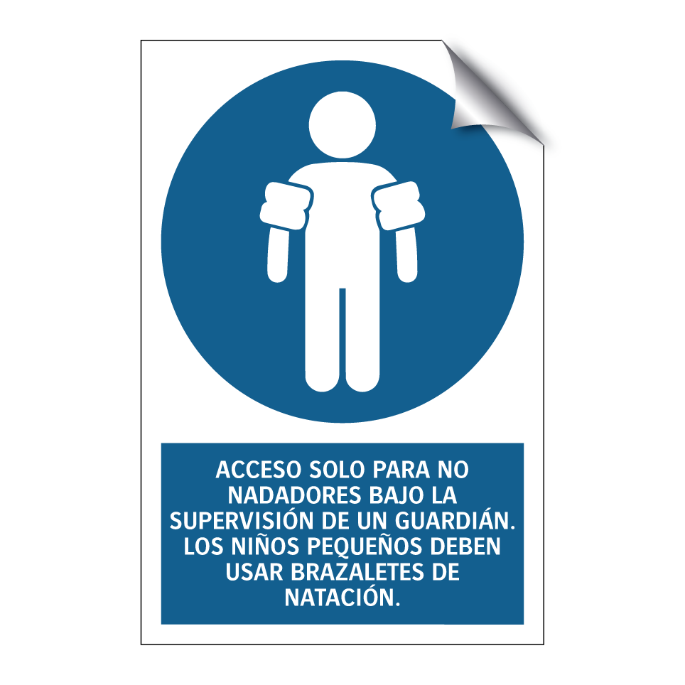 ACCESO SOLO PARA NO NADADORES BAJO LA SUPERVISIÓN DE UN GUARDIÁN. LOS NIÑOS PEQUEÑOS DEBEN USAR BRAZALETES DE NATACIÓN.