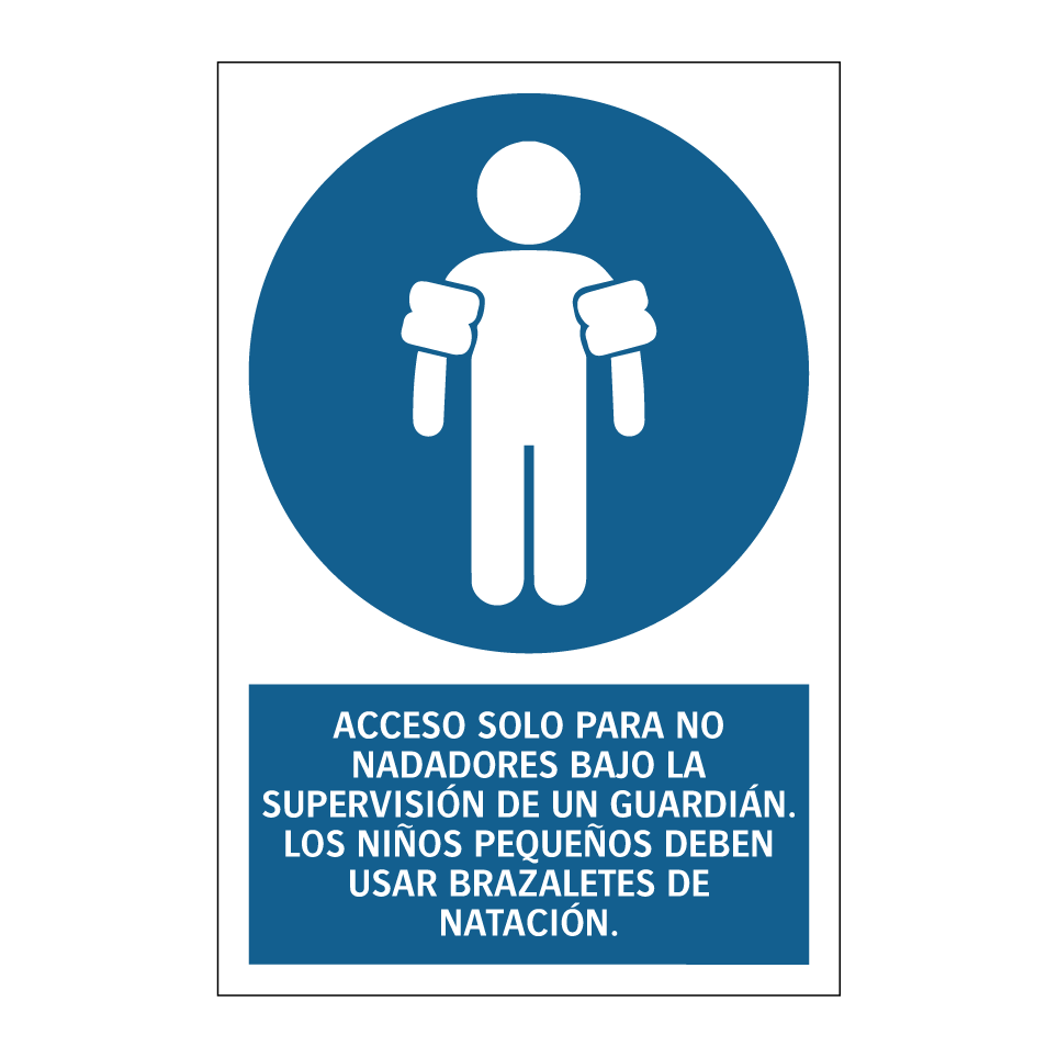 ACCESO SOLO PARA NO NADADORES BAJO LA SUPERVISIÓN DE UN GUARDIÁN. LOS NIÑOS PEQUEÑOS DEBEN USAR BRAZALETES DE NATACIÓN.