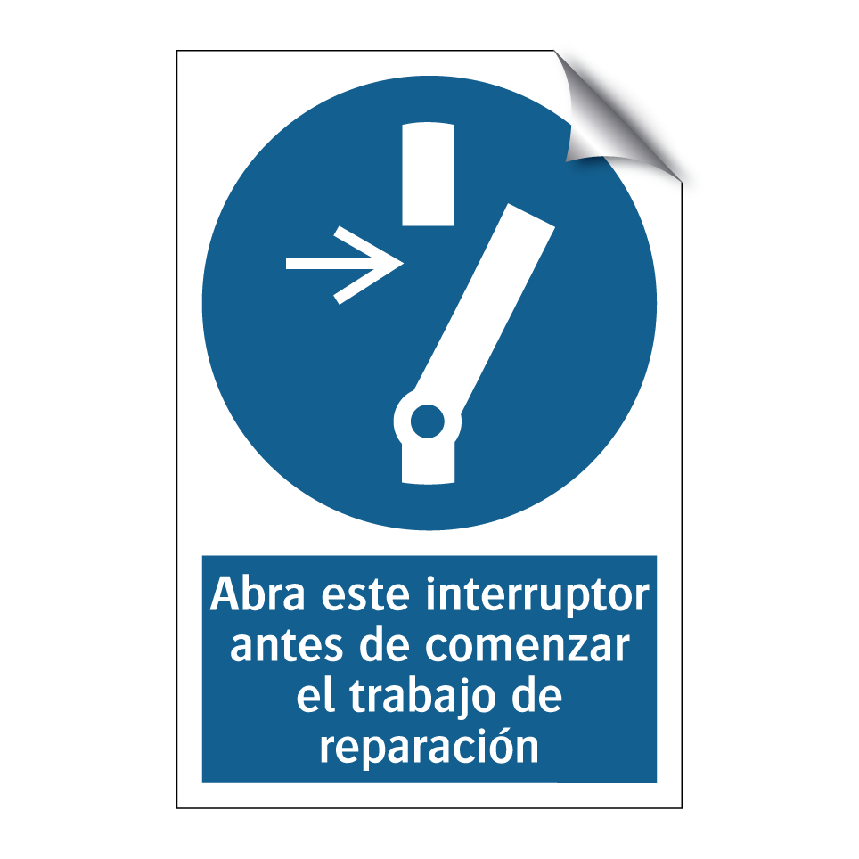 Abra este interruptor antes de comenzar el trabajo de reparación