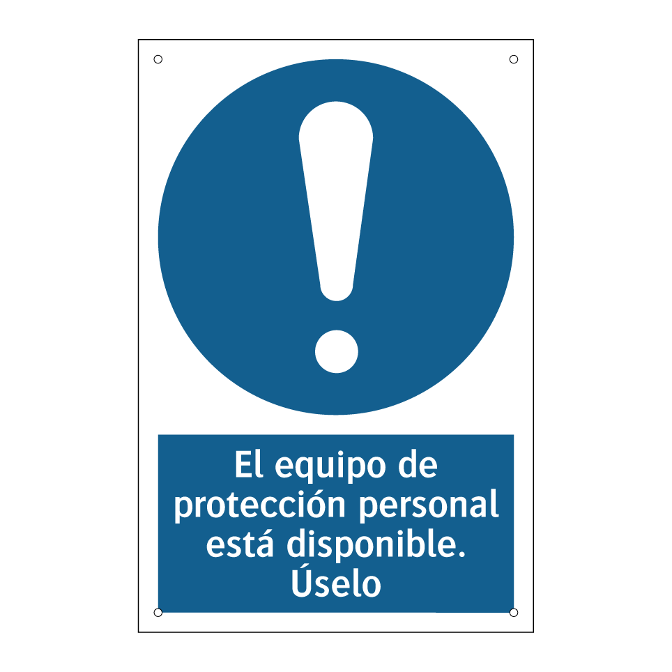 El equipo de protección personal está disponible. Úselo