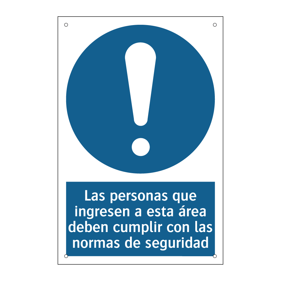 Las personas que ingresen a esta área deben cumplir con las normas de seguridad