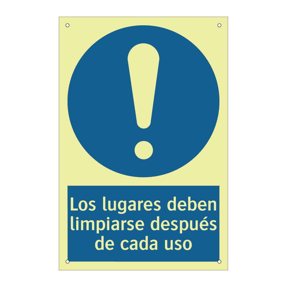 Los lugares deben limpiarse después de cada uso