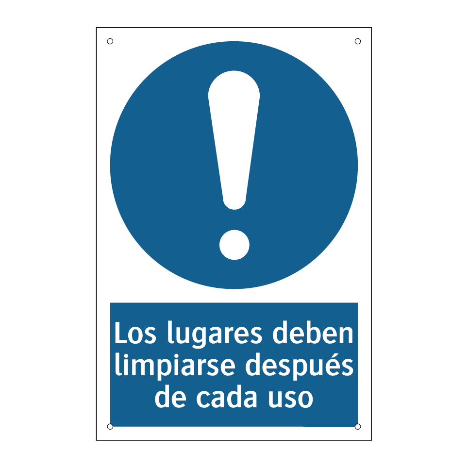 Los lugares deben limpiarse después de cada uso