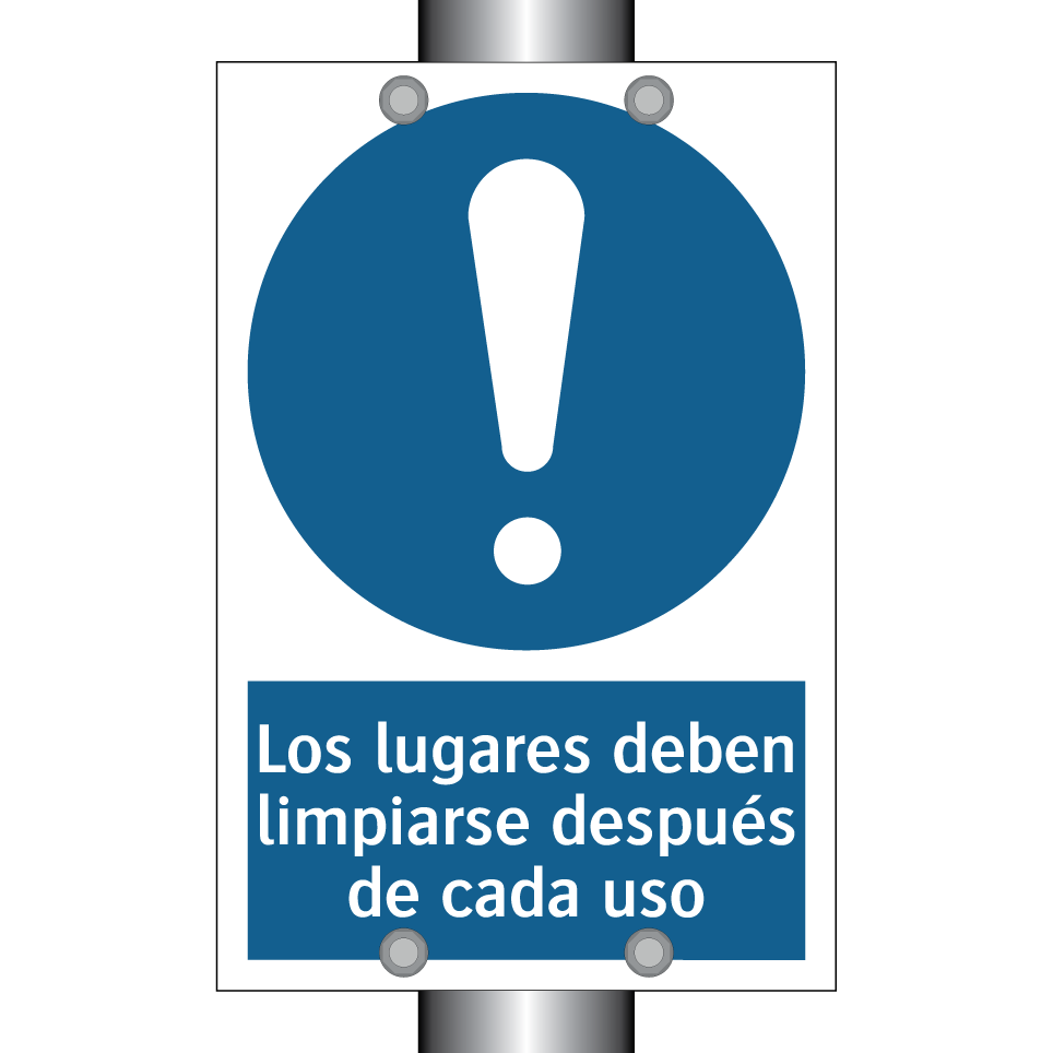 Los lugares deben limpiarse después de cada uso