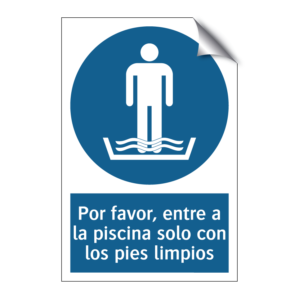 Por favor, entre a la piscina solo con los pies limpios