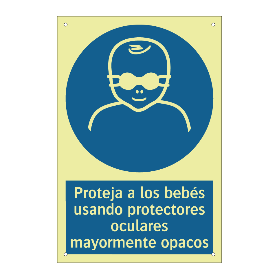 Proteja a los bebés usando protectores oculares mayormente opacos