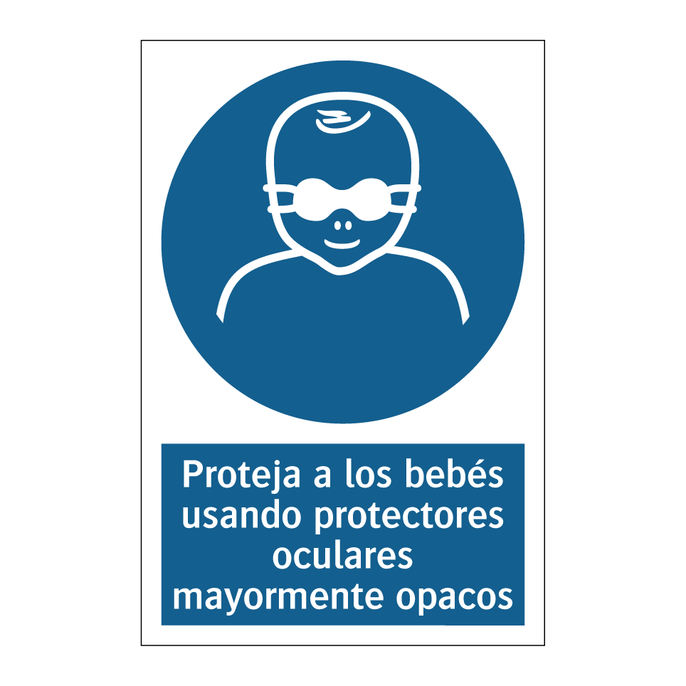 Proteja a los bebés usando protectores oculares mayormente opacos