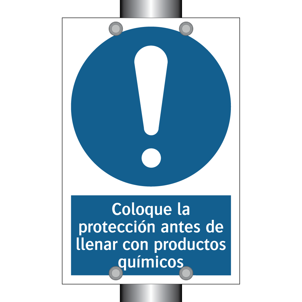 Coloque la protección antes de llenar con productos químicos