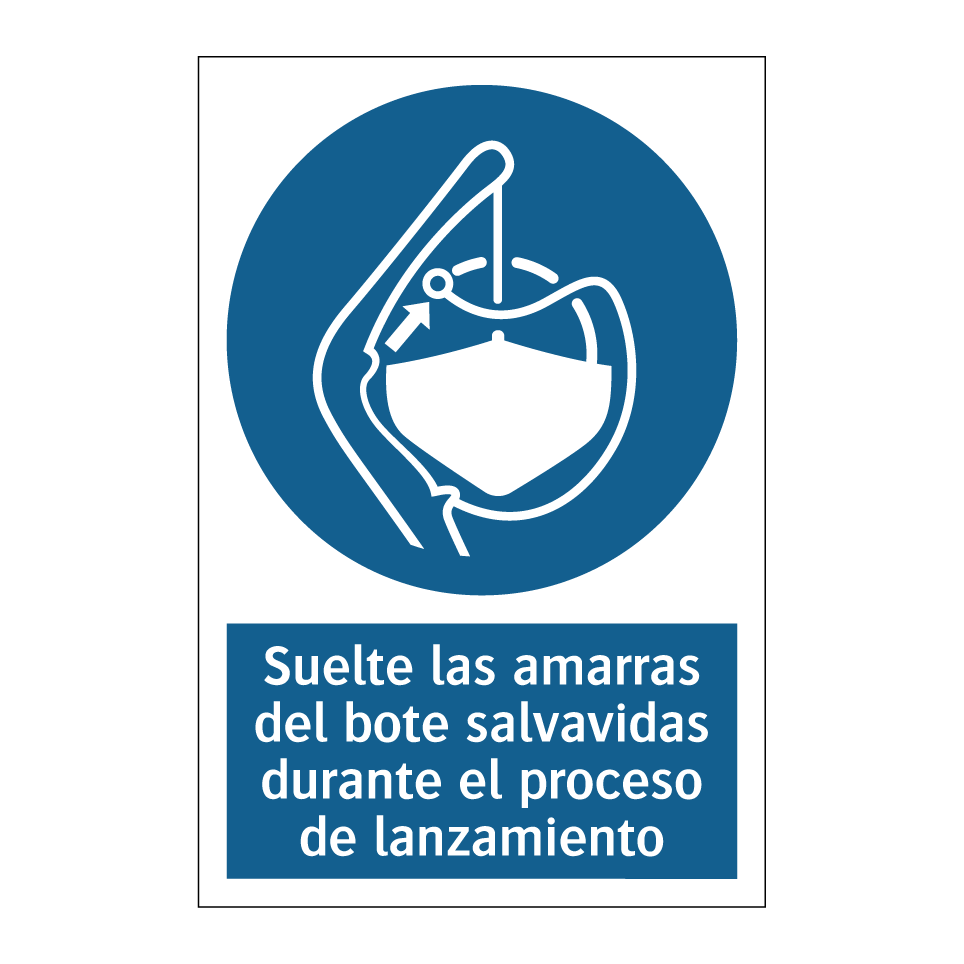 Suelte las amarras del bote salvavidas durante el proceso de lanzamiento