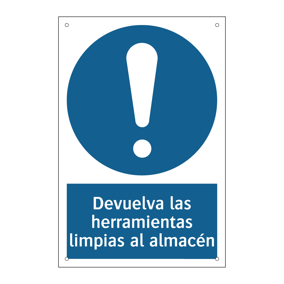 Devuelva las herramientas limpias al almacén