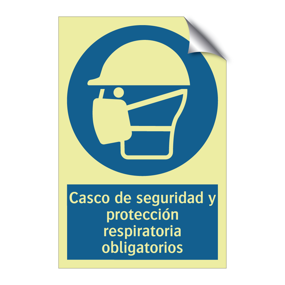 Casco de seguridad y protección respiratoria obligatorios