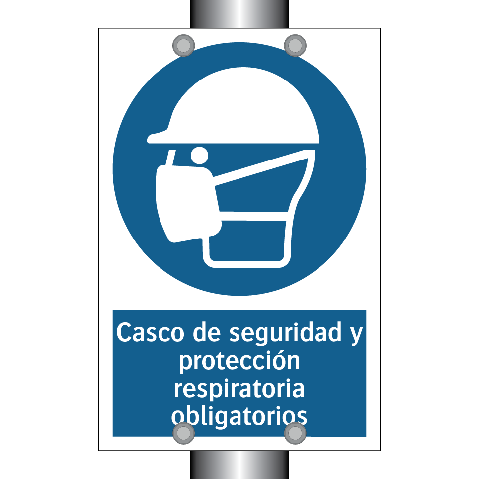 Casco de seguridad y protección respiratoria obligatorios