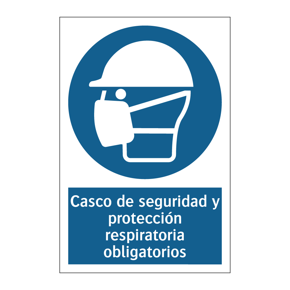 Casco de seguridad y protección respiratoria obligatorios