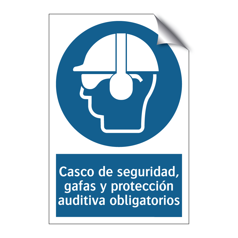 Casco de seguridad, gafas y protección auditiva obligatorios