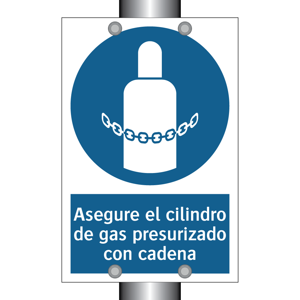 Asegure el cilindro de gas presurizado con cadena