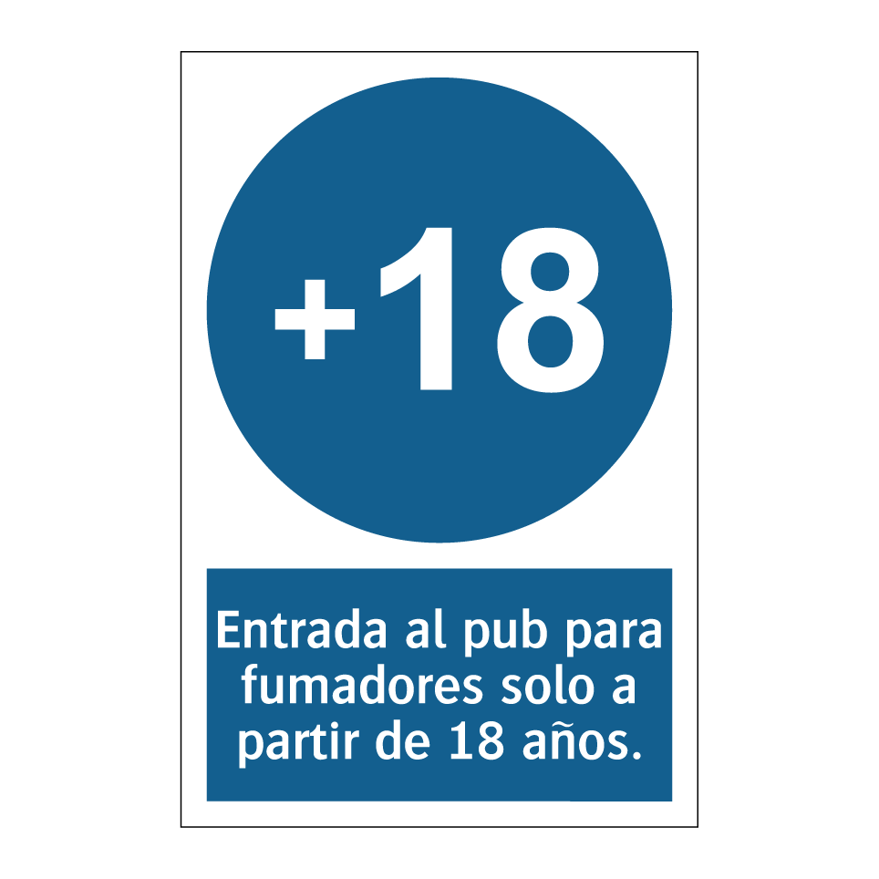 Entrada al pub para fumadores solo a partir de 18 años.