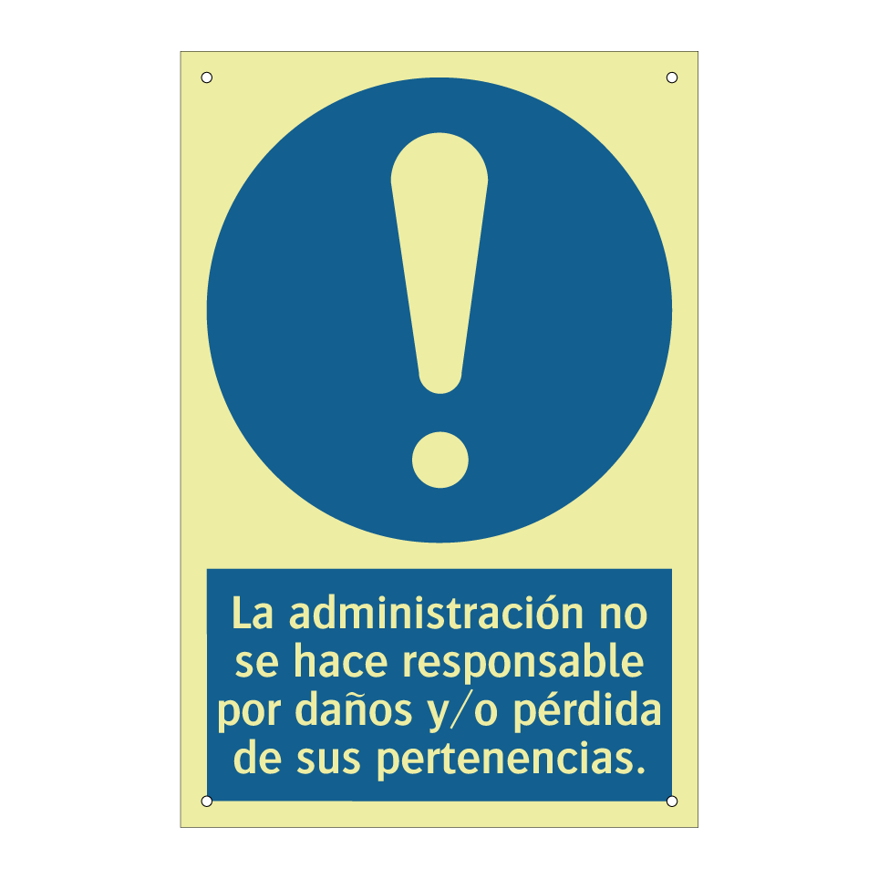 La administración no se hace responsable por daños y/o pérdida de sus pertenencias.