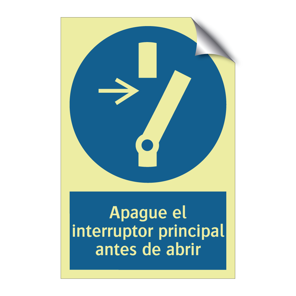 Apague el interruptor principal antes de abrir