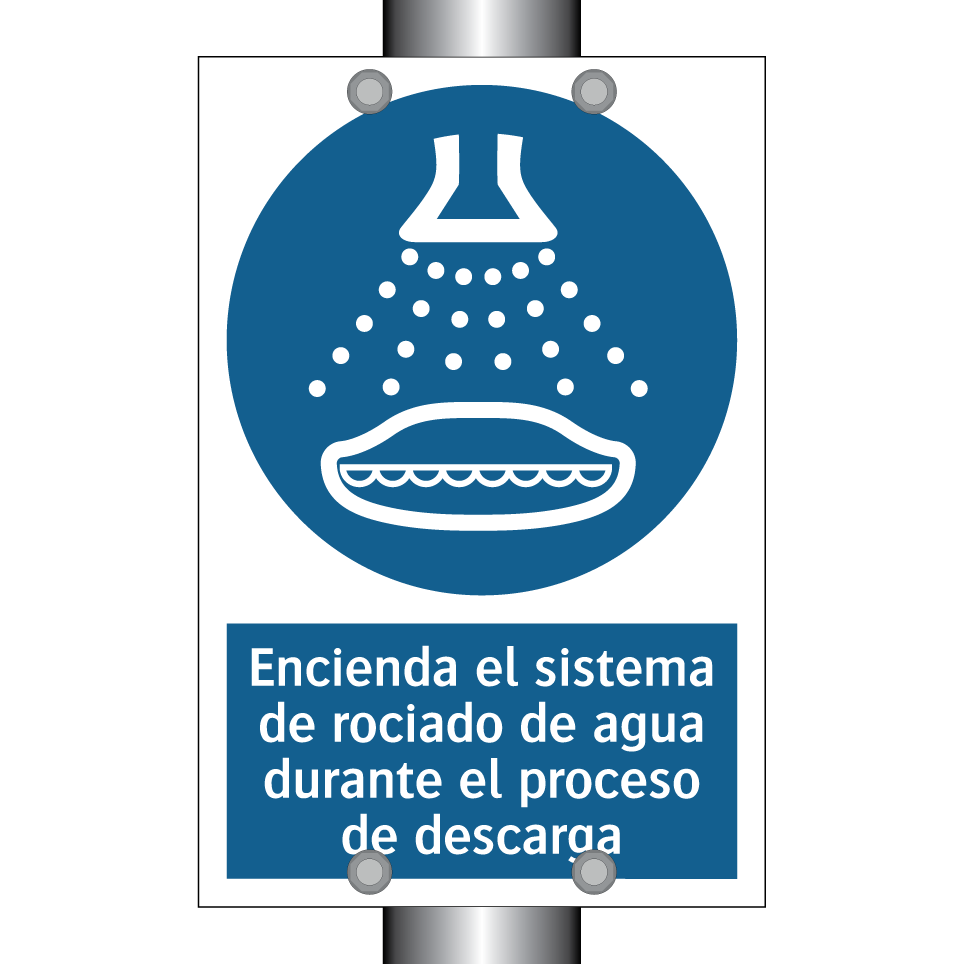 Encienda el sistema de rociado de agua durante el proceso de descarga