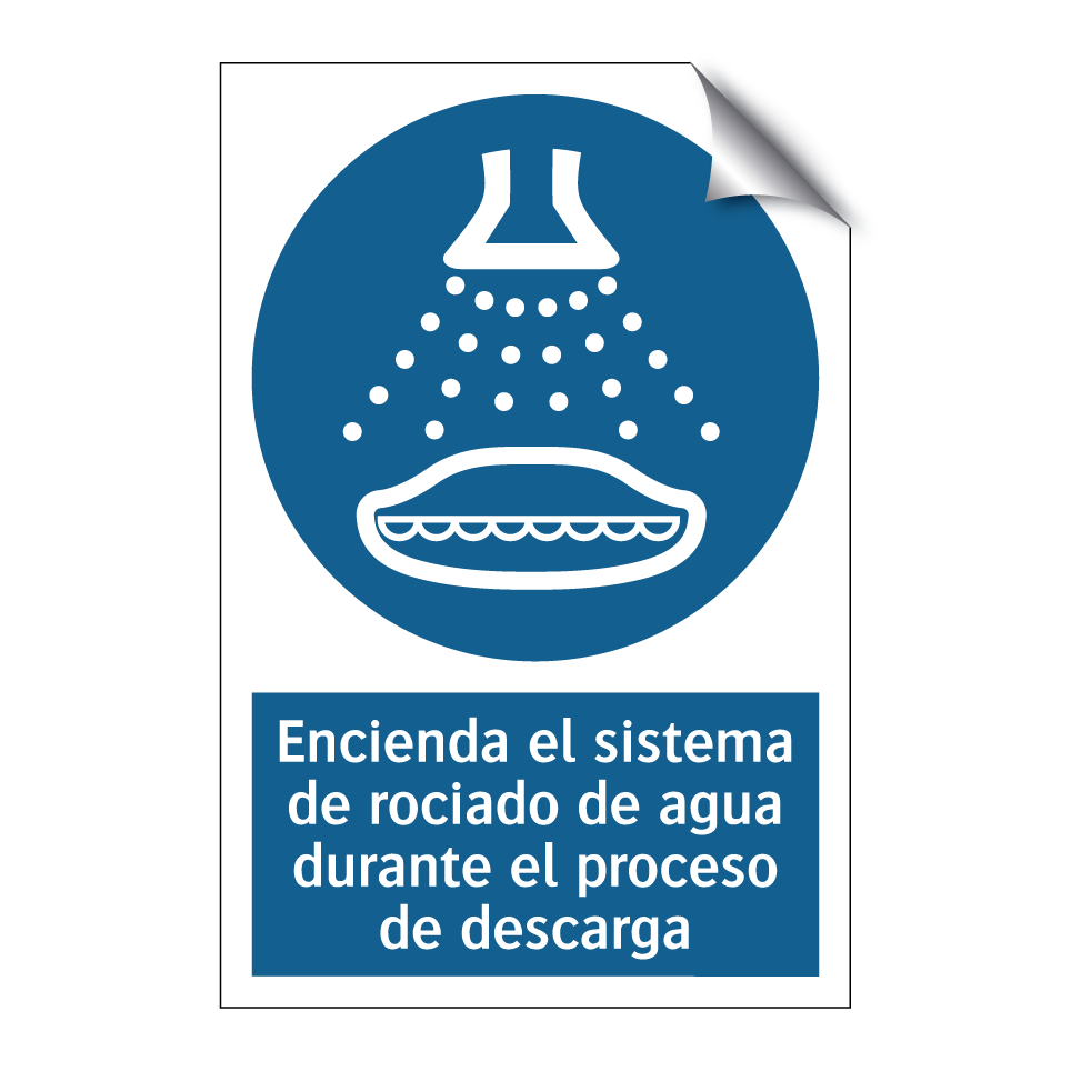 Encienda el sistema de rociado de agua durante el proceso de descarga