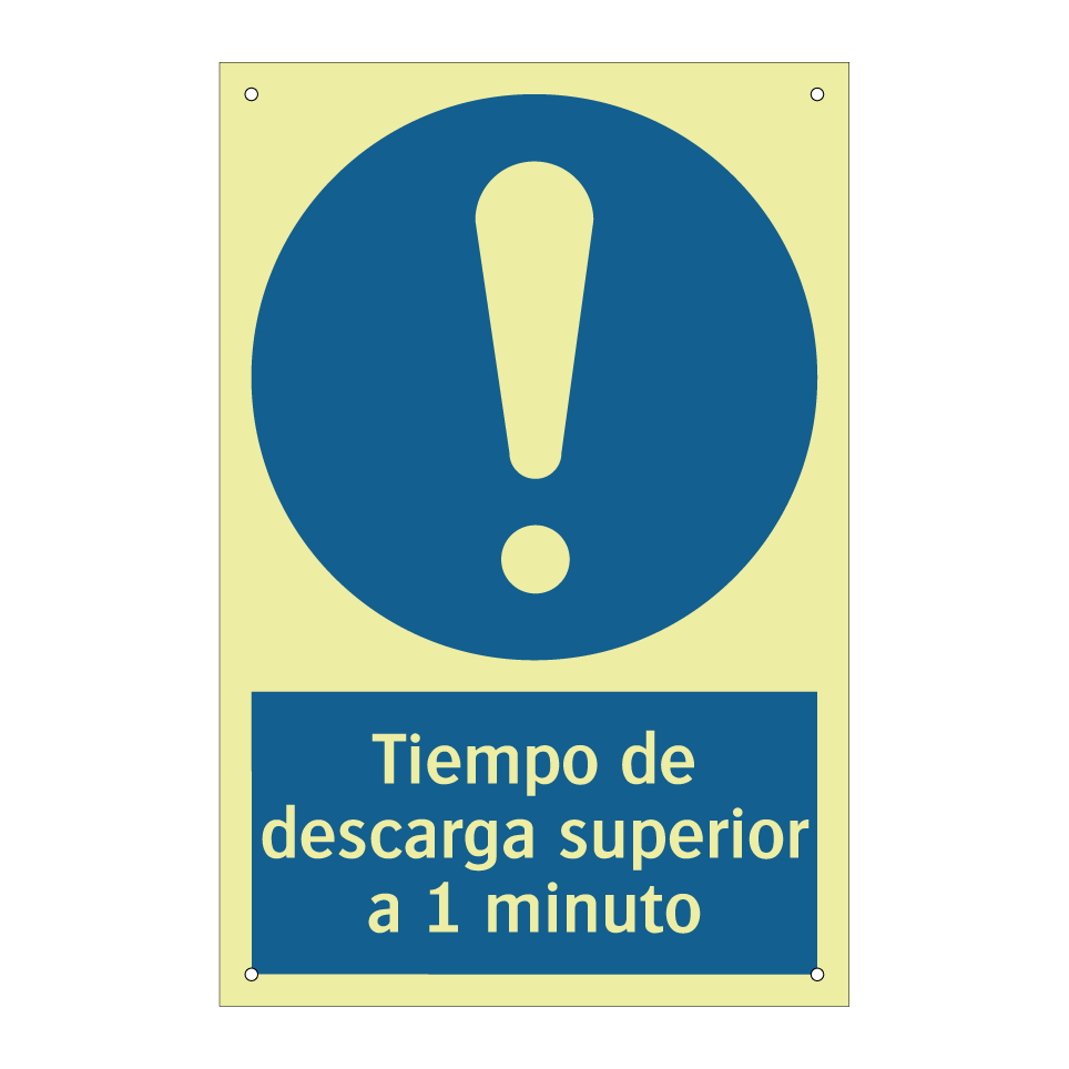 Tiempo de descarga superior a 1 minuto