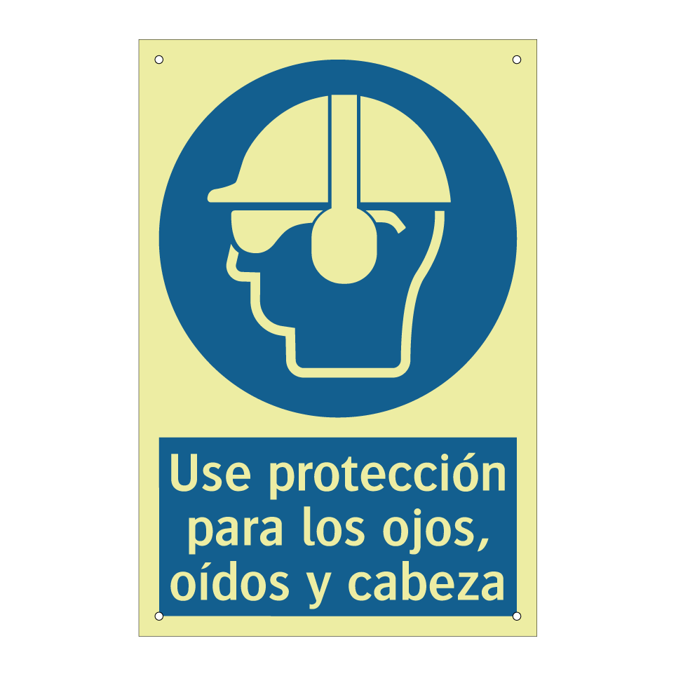 Use protección para los ojos, oídos y cabeza