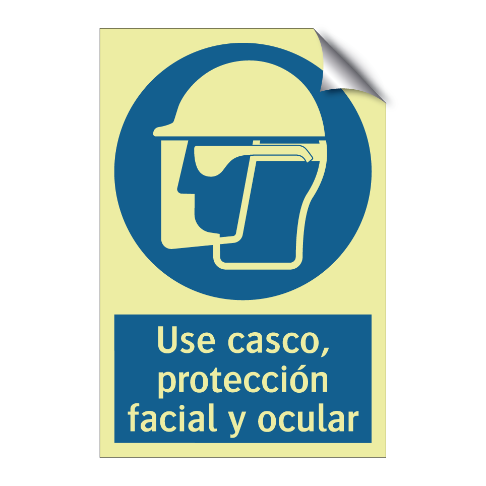 Use casco, protección facial y ocular