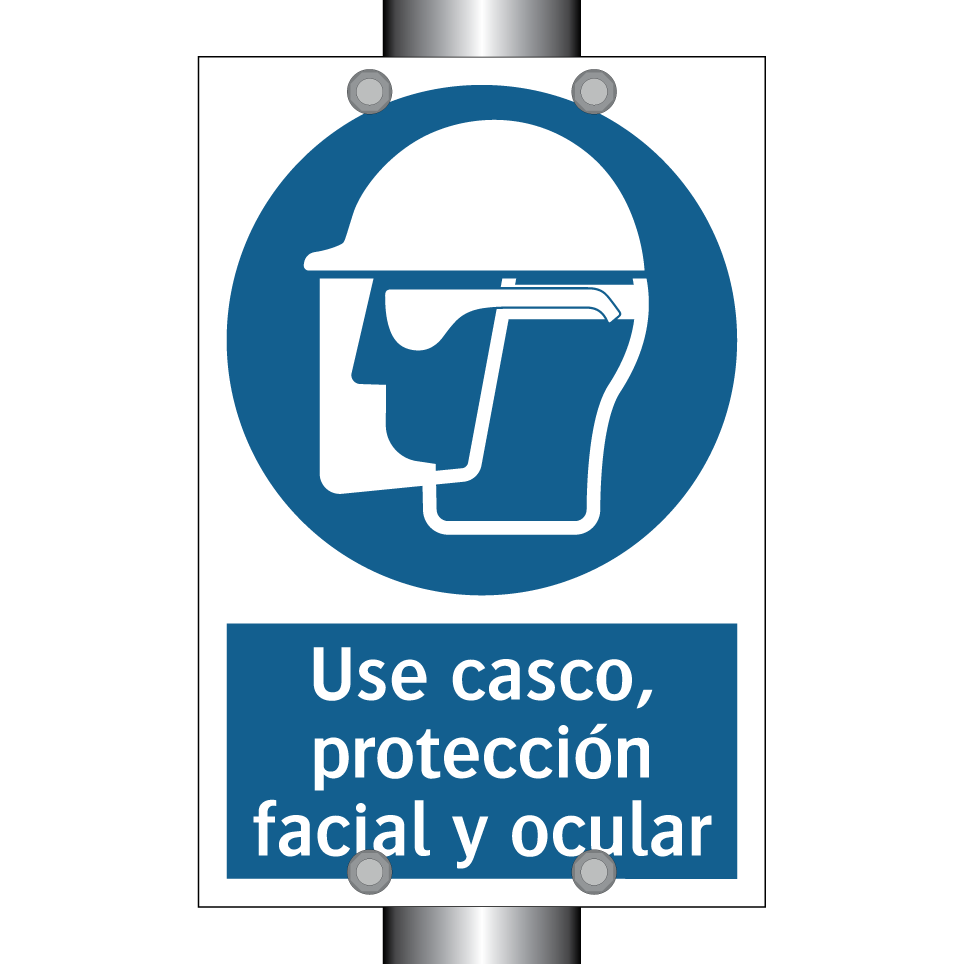 Use casco, protección facial y ocular
