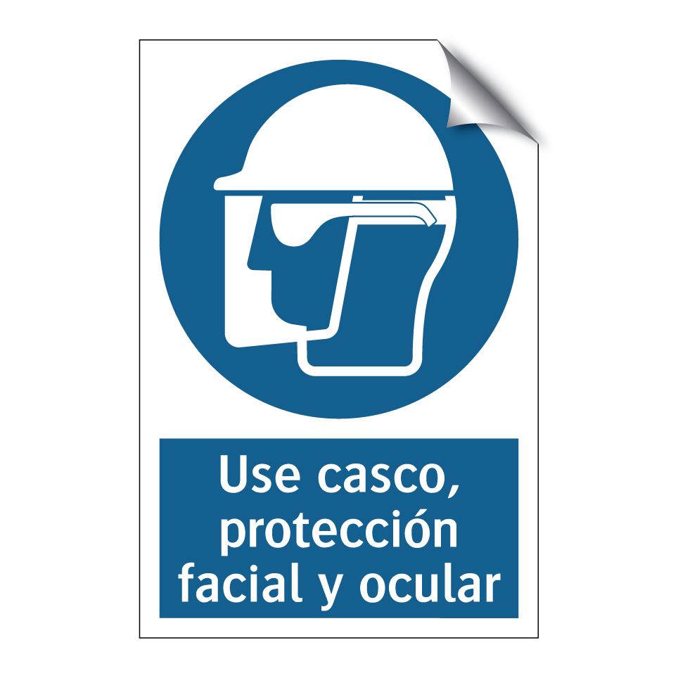 Use casco, protección facial y ocular
