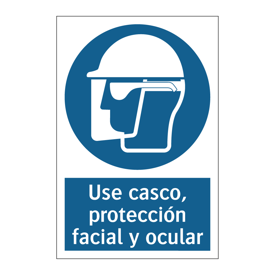 Use casco, protección facial y ocular