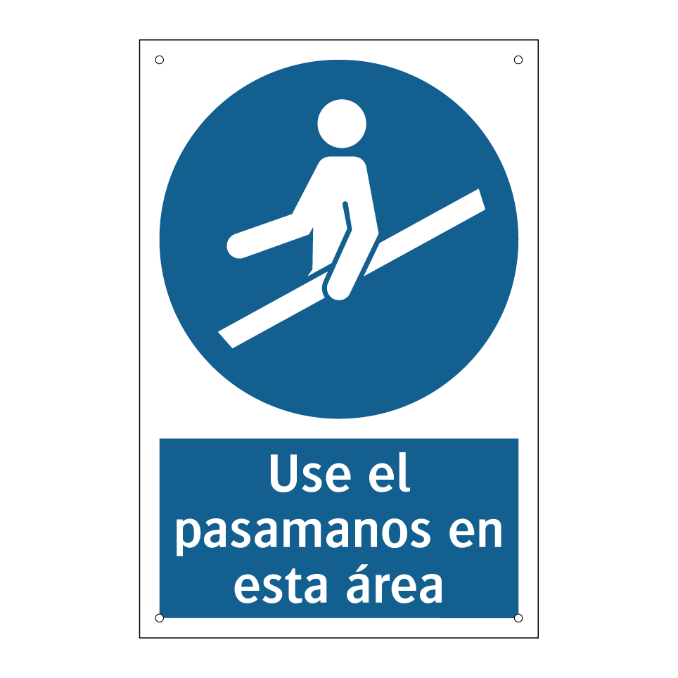 Use el pasamanos en esta área