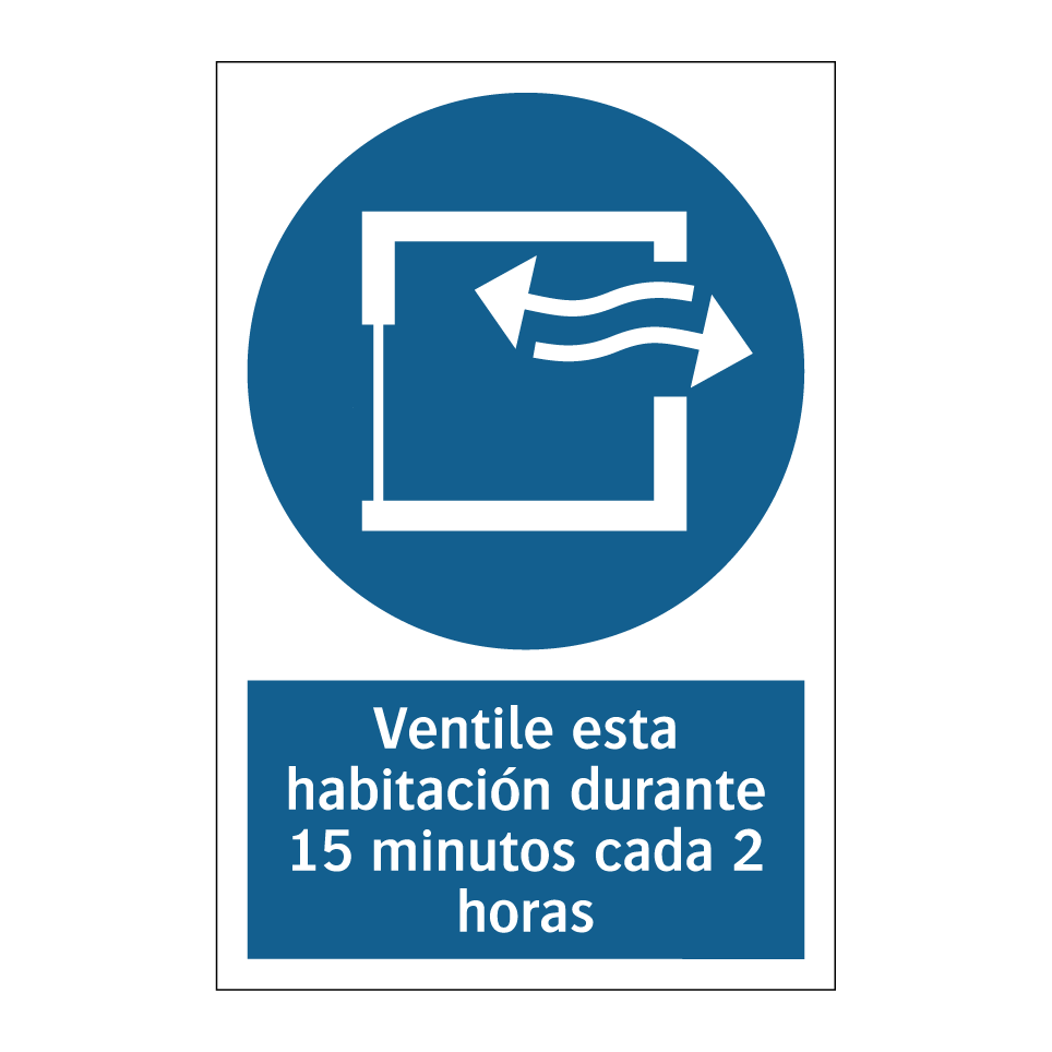 Ventile esta habitación durante 15 minutos cada 2 horas