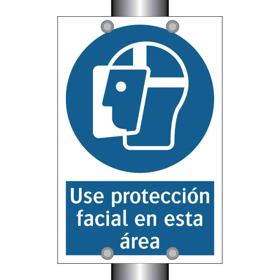 Use protección facial en esta área
