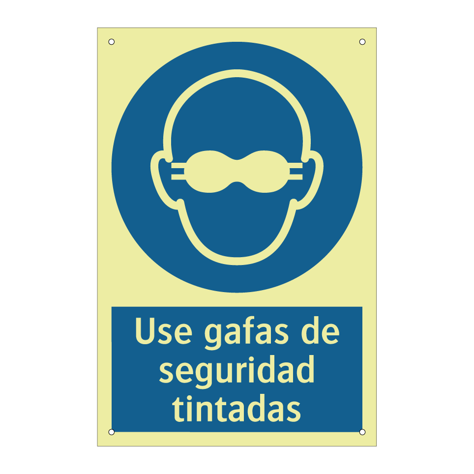 Use gafas de seguridad tintadas