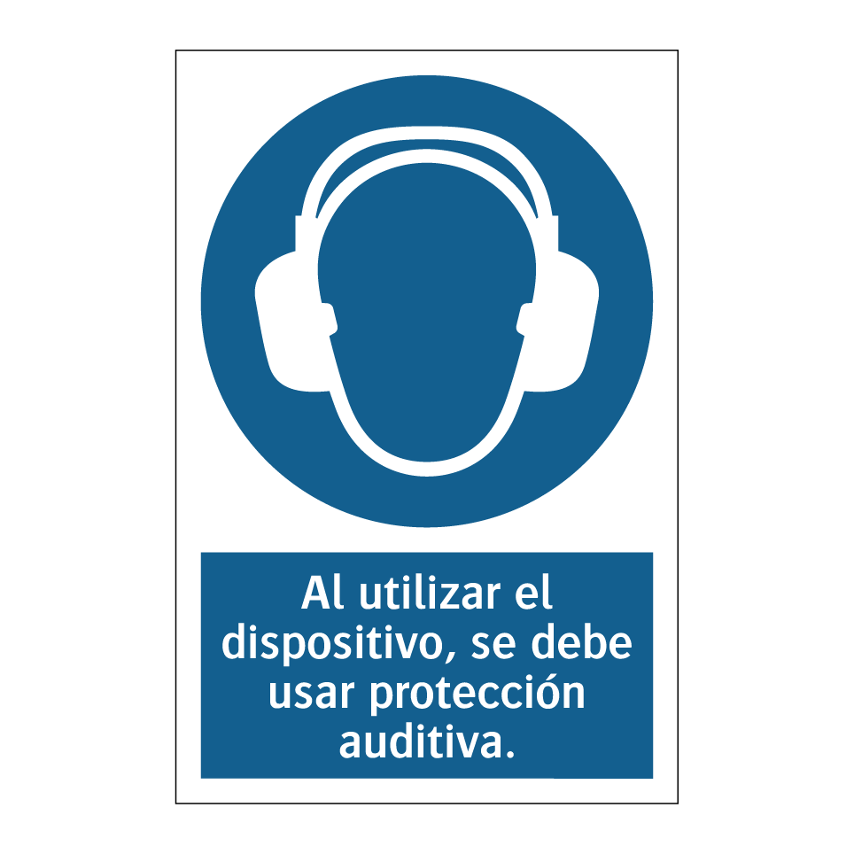 Al utilizar el dispositivo, se debe usar protección auditiva.