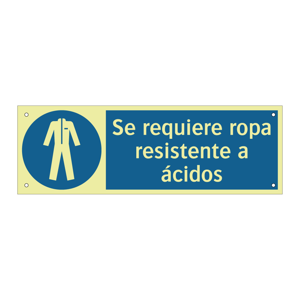 Se requiere ropa resistente a ácidos