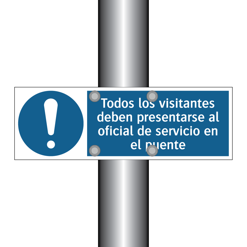 Todos los visitantes deben presentarse al oficial de servicio en el puente