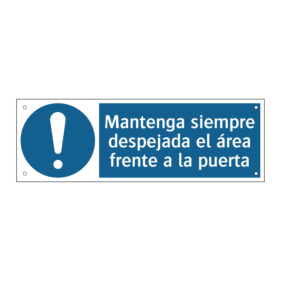 Mantenga siempre despejada el área frente a la puerta