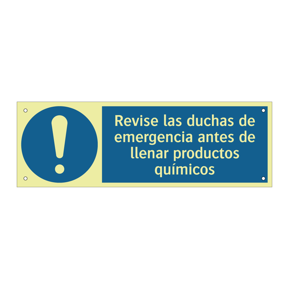 Revise las duchas de emergencia antes de llenar productos químicos