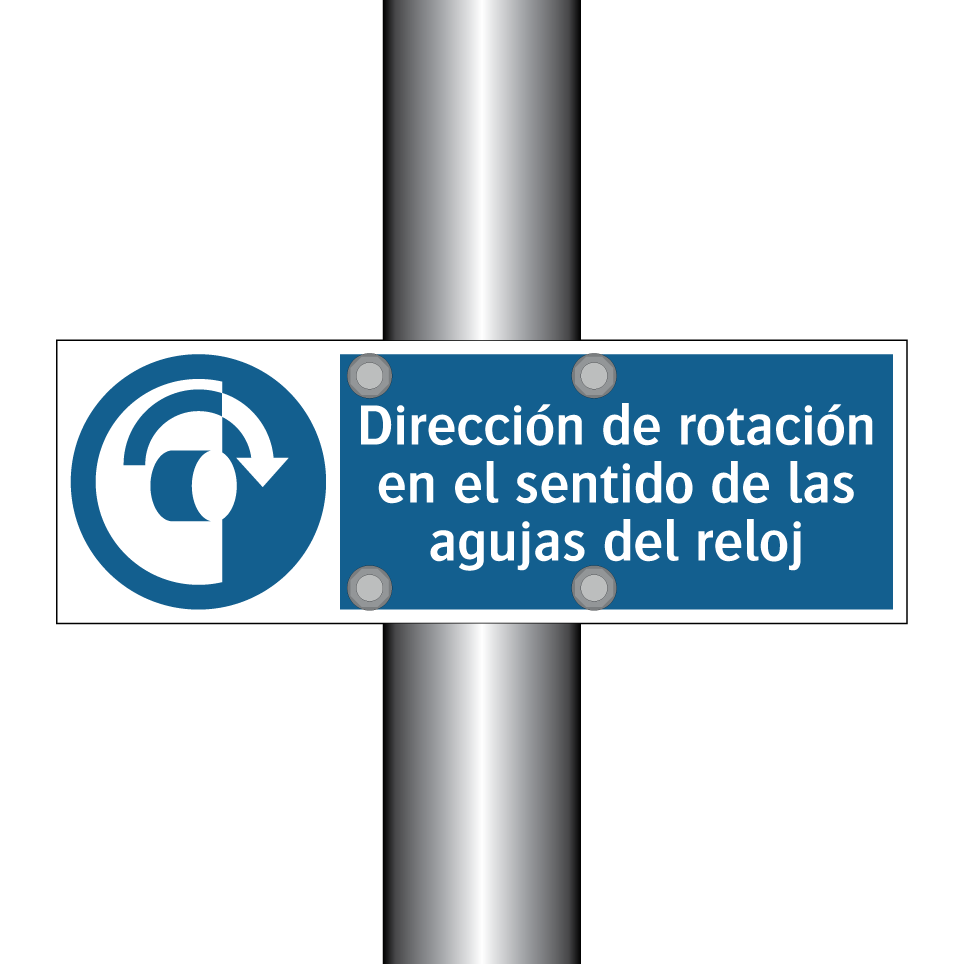 Dirección de rotación en el sentido de las agujas del reloj