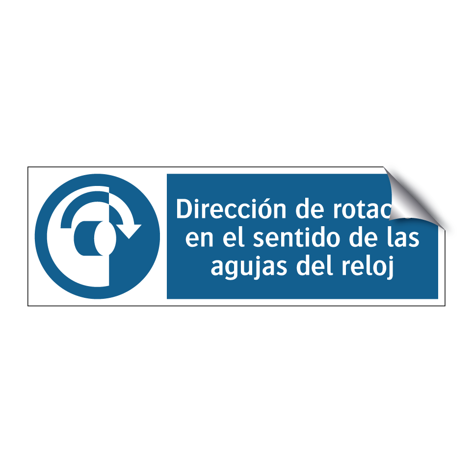 Dirección de rotación en el sentido de las agujas del reloj