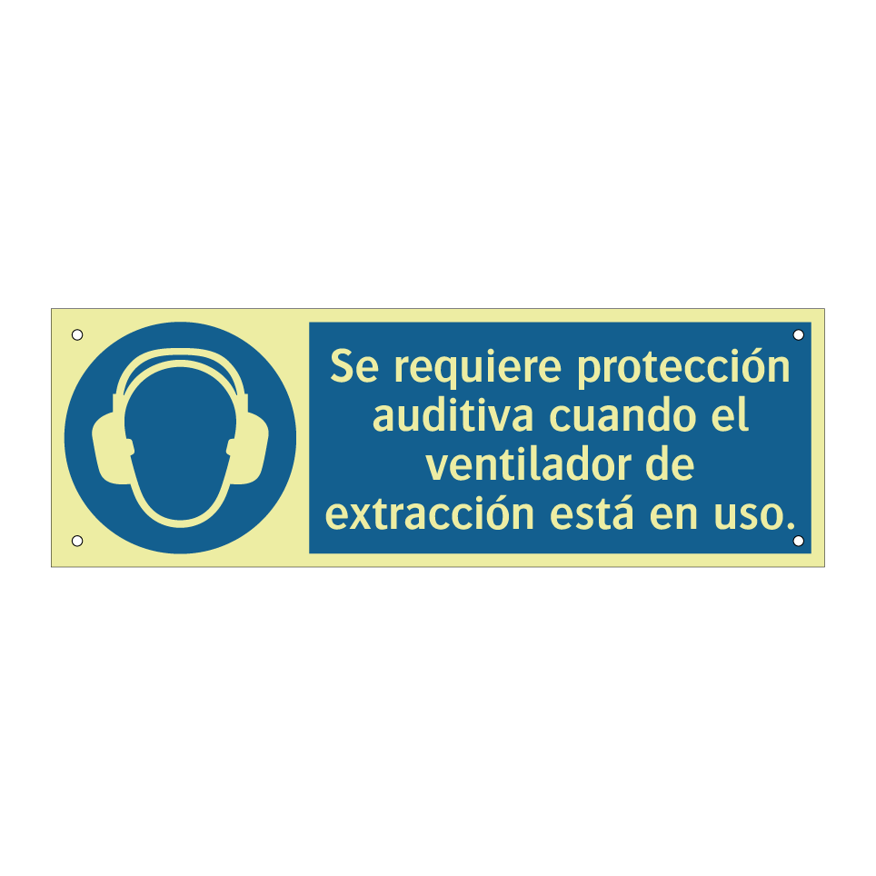 Se requiere protección auditiva cuando el ventilador de extracción está en uso.