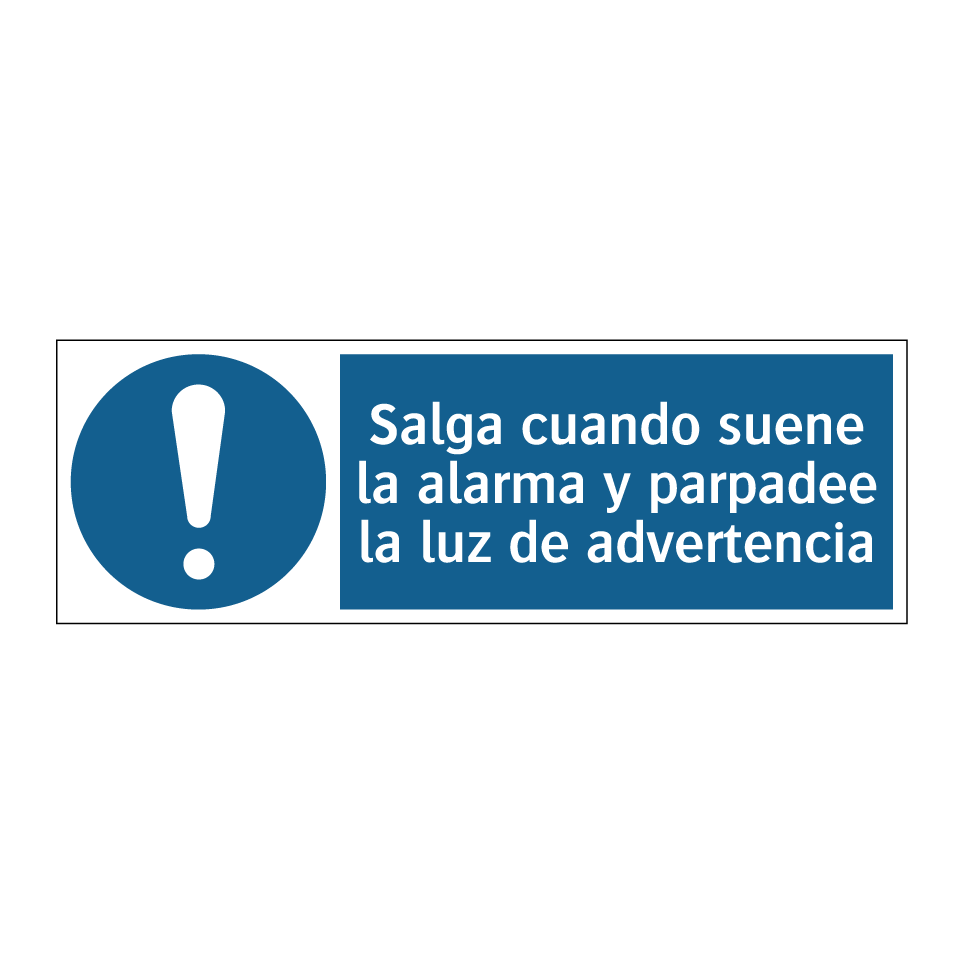 Salga cuando suene la alarma y parpadee la luz de advertencia