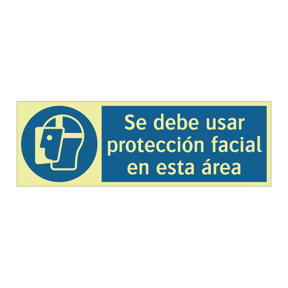 Se debe usar protección facial en esta área