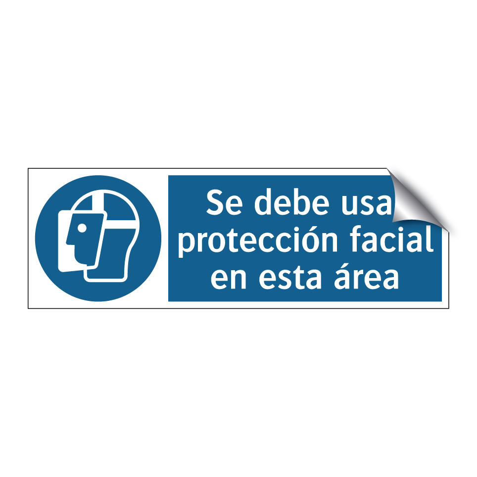 Se debe usar protección facial en esta área