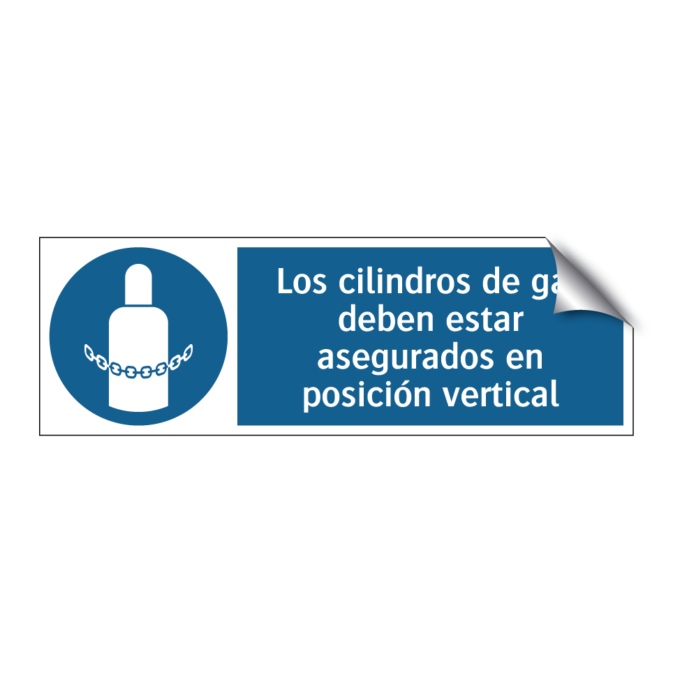Los cilindros de gas deben estar asegurados en posición vertical