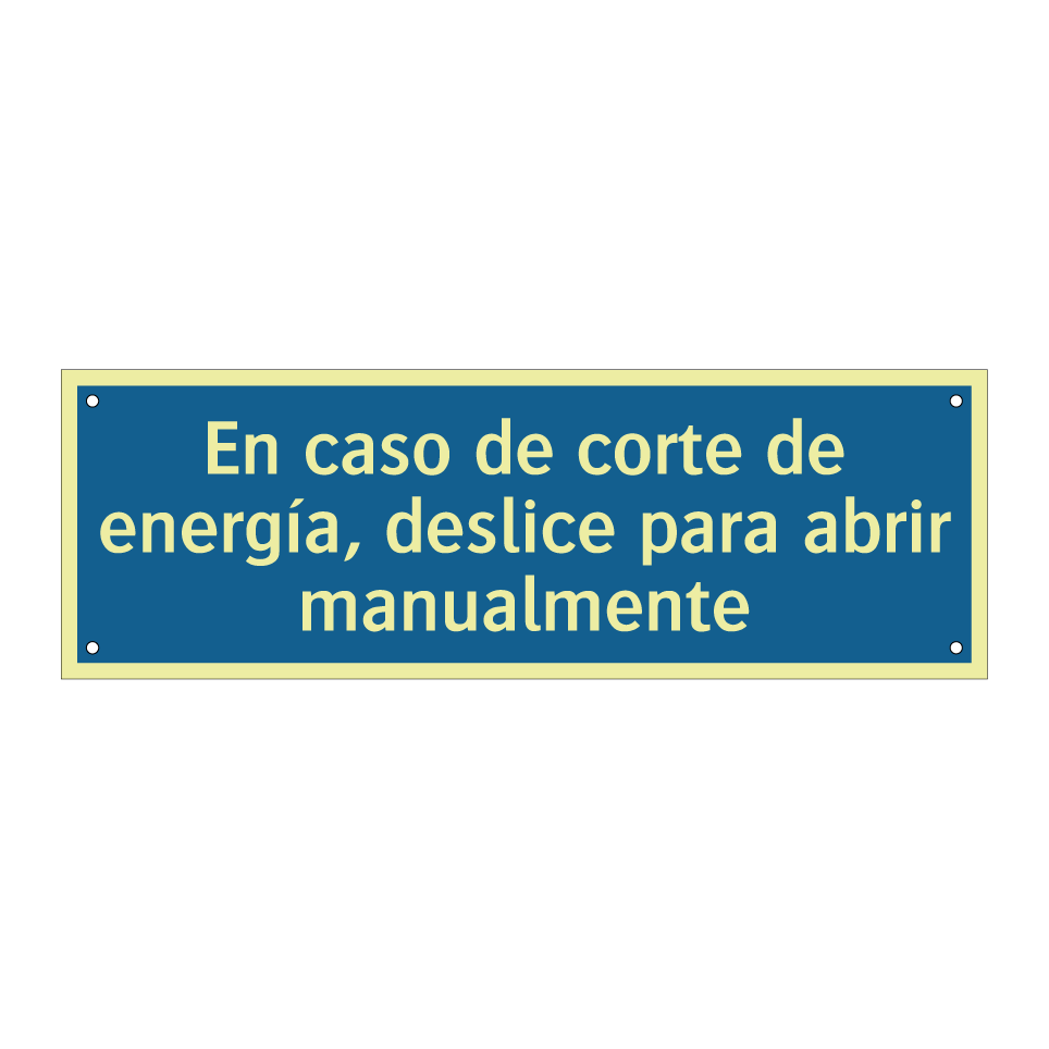 En caso de corte de energía, deslice para abrir manualmente