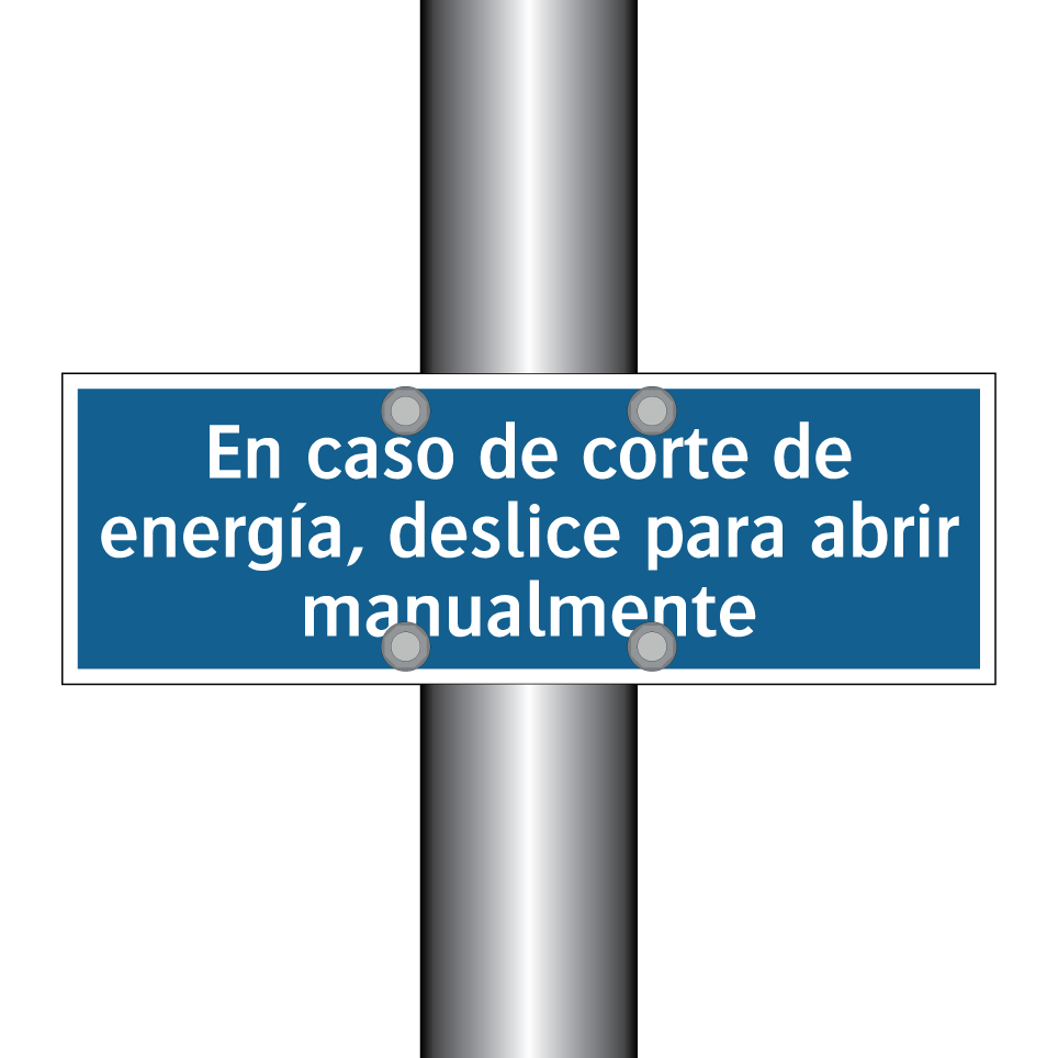 En caso de corte de energía, deslice para abrir manualmente